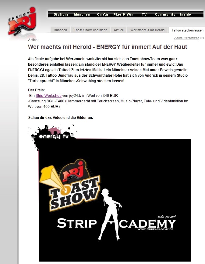 Radio ENERGY – StripWorkshop-Gewinn in der Toast Show
