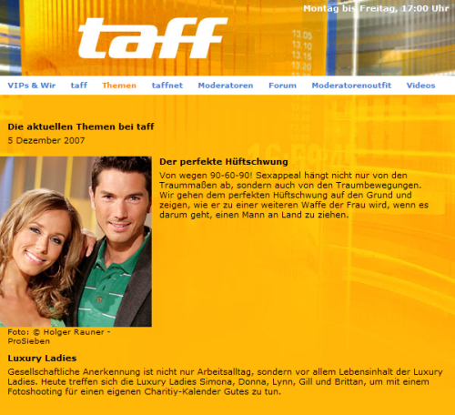 taff · Der perfekte Hüftschwung · Archivbeleg